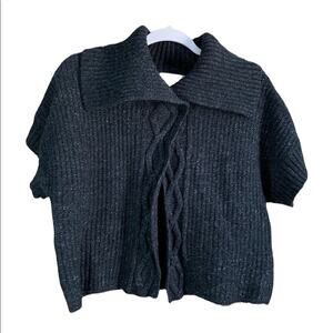 Michael Kors Cable Knit Short Sleeve Cardigan Sweater Navy Blue Size Large